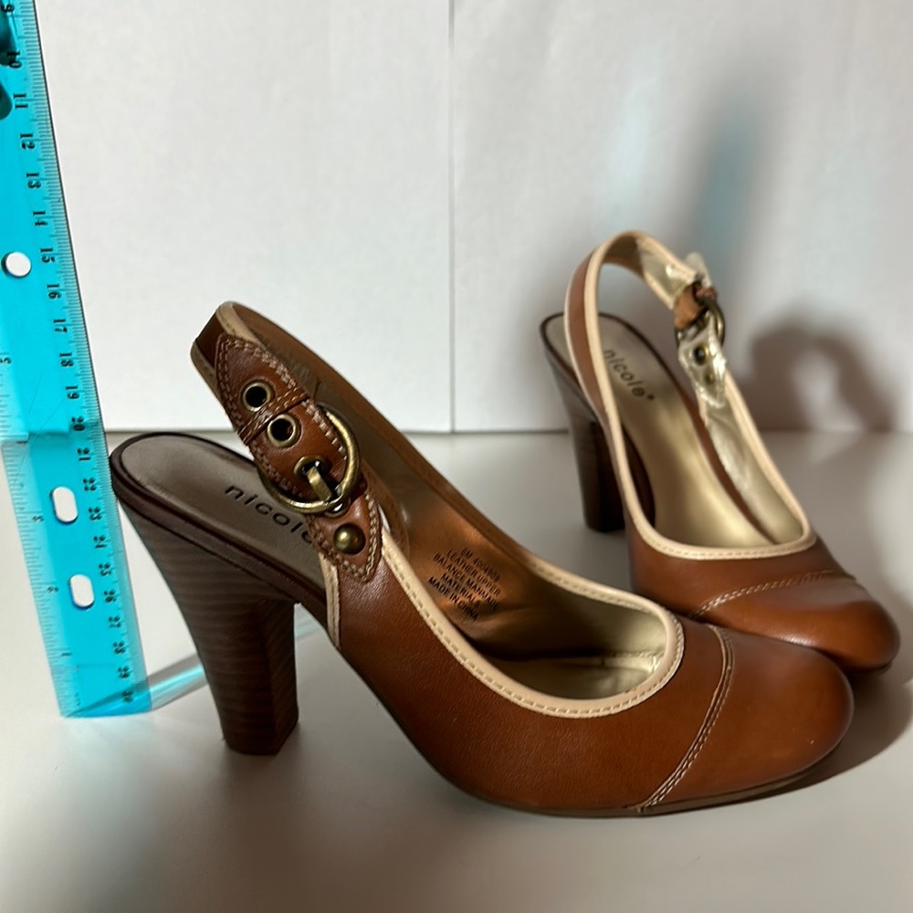 Nicole Leather Slingback Heels